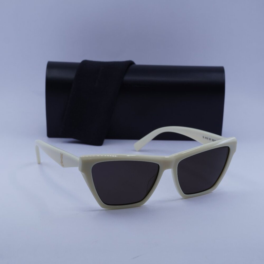 Saint Laurent SL M103 007 Cat Eye Sunglasses - Shiny Ivory/Black